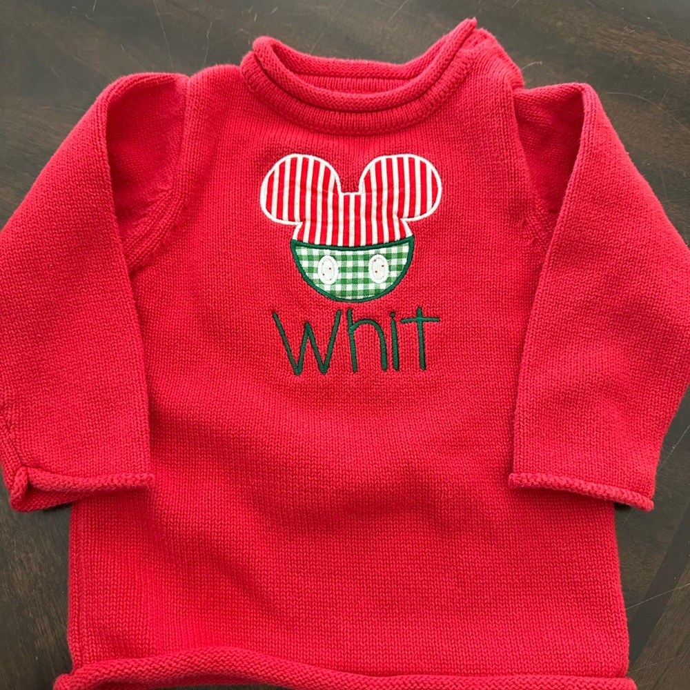 Red Kids Sweater with Mouse Design